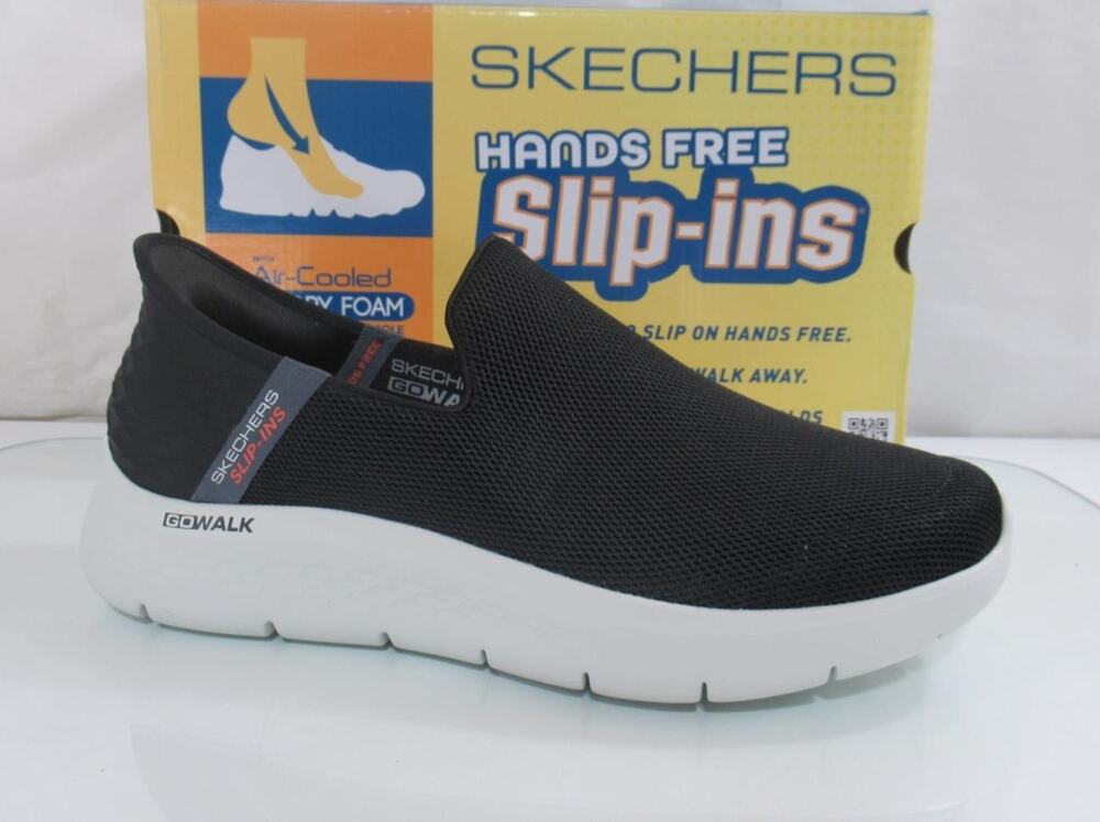 Men's Skechers Size 10.5 Slip Ins Go Walk Flex No Hands Sneakers Black / Grey